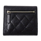 Chanel Wallet Quilted Classic Bifold Caviar Leather Black Silver — view 2