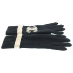 Chanel CC Logo Cashmere Gloves Black — view 3