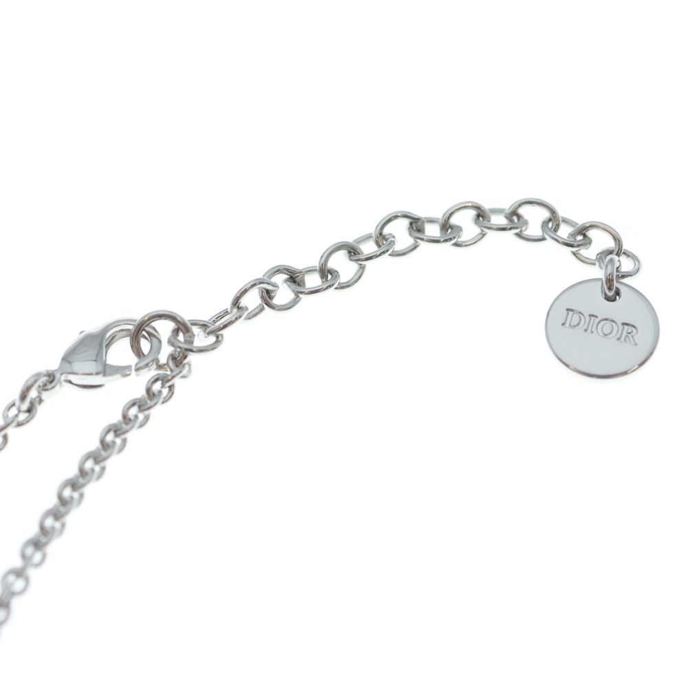 Dior Petit CD Logo Rhinestone Necklace Pendant Chain Silver — view 4