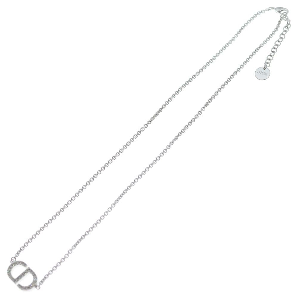 Dior Petit CD Logo Rhinestone Necklace Pendant Chain Silver — view 2