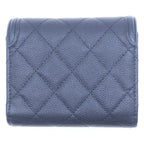 Chanel Caviar Leather CC Logo Filigree Compact Wallet Trifold Black — view 2