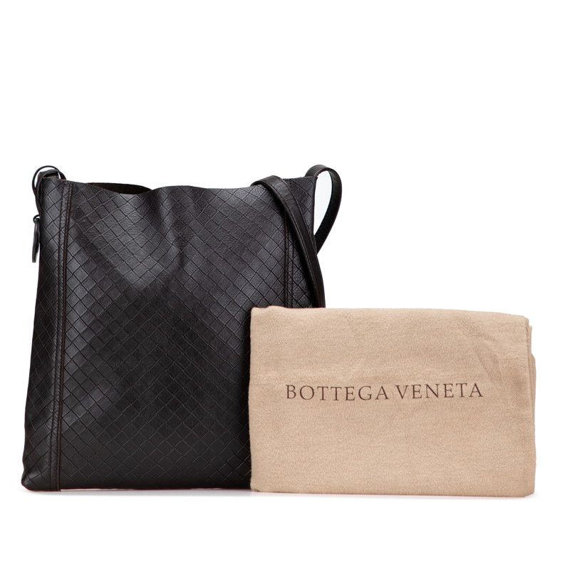 Bottega Veneta Intrecciato Crossbody Shoulder Bag Dark Brown Leather — view 9