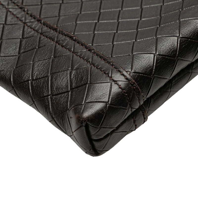 Bottega Veneta Intrecciato Crossbody Shoulder Bag Dark Brown Leather — view 4