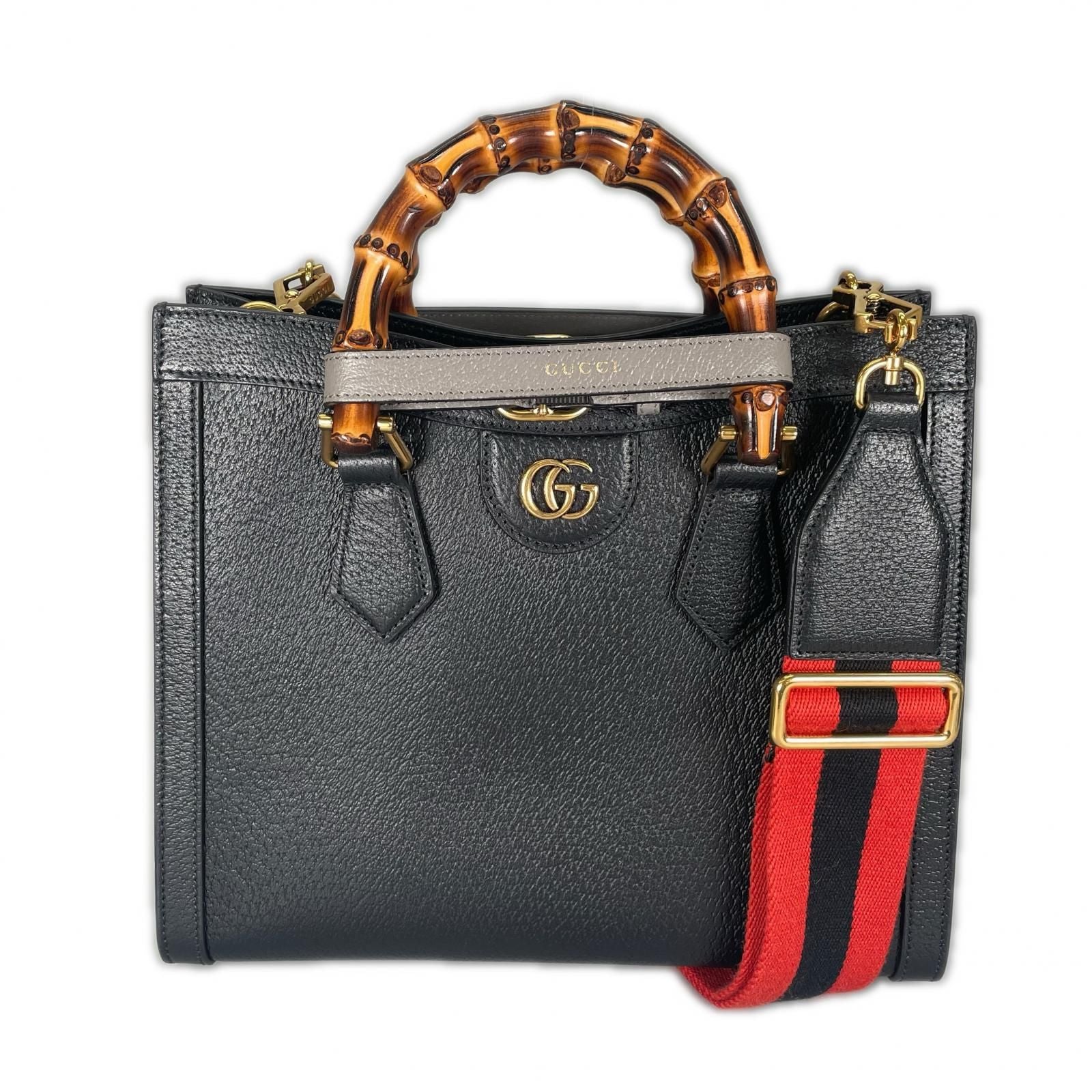 Gucci Diana Medium Bamboo Handbag Leather Black
