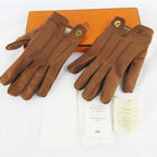 Hermes 7 Gloves Series Button Leather Sheep Camel Brown Tea Gold — view 2