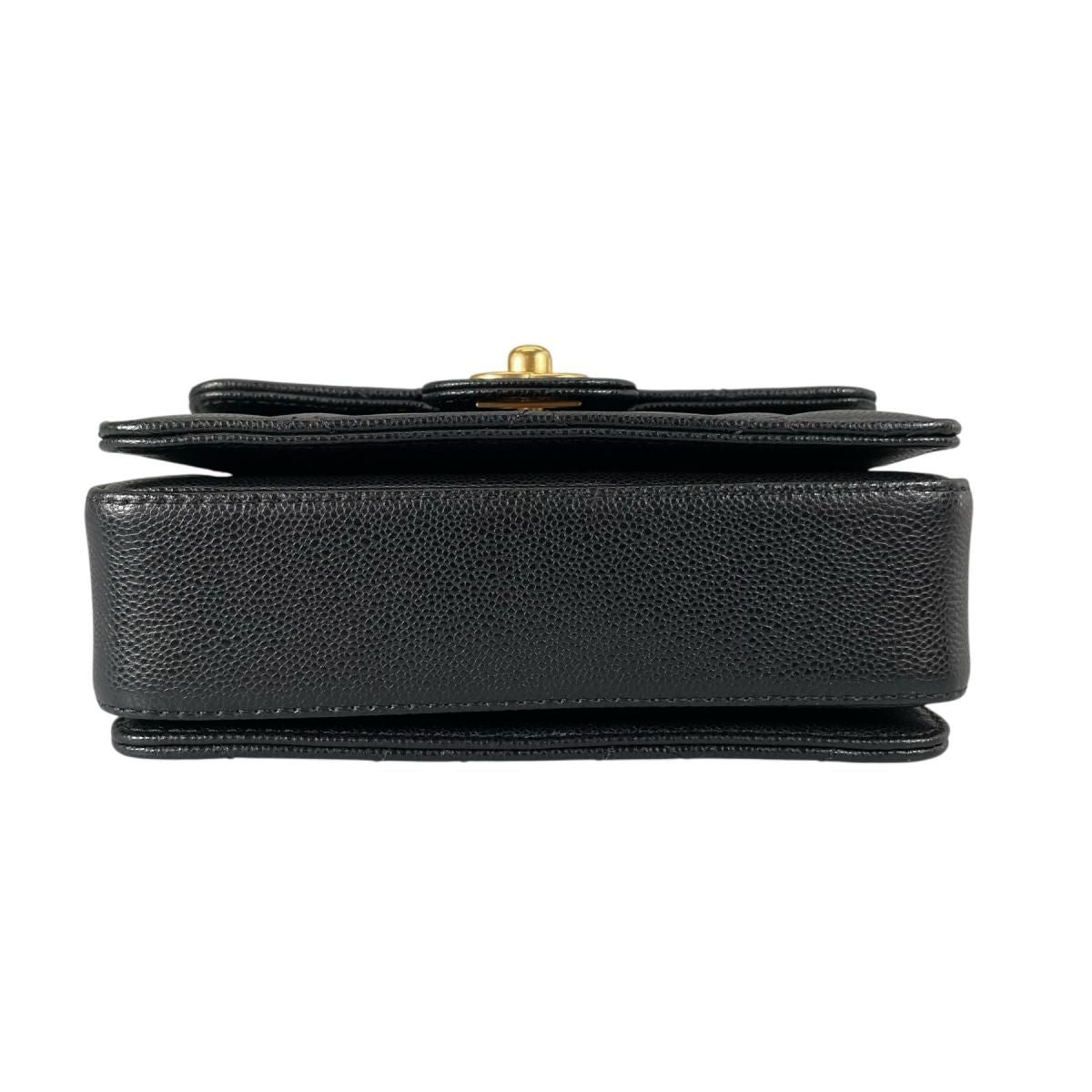 Chanel Caviar Leather Flap Bag Quilted Handle Mini Handbag Black — view 5