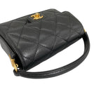 Chanel Caviar Leather Flap Bag Quilted Handle Mini Handbag Black — view 6
