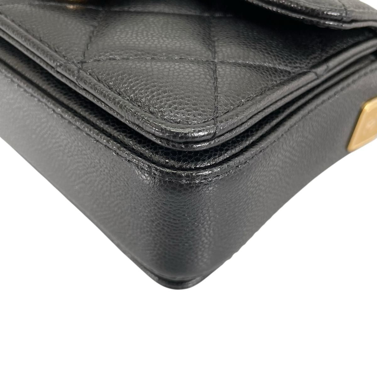 Chanel Caviar Leather Flap Bag Quilted Handle Mini Handbag Black — view 8