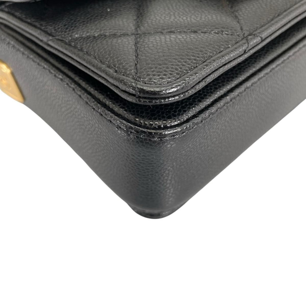Chanel Caviar Leather Flap Bag Quilted Handle Mini Handbag Black — view 9