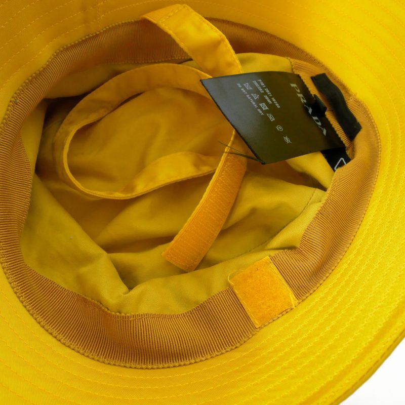 Prada Re-Nylon Triangle Logo Bucket Hat L Yellow — view 6