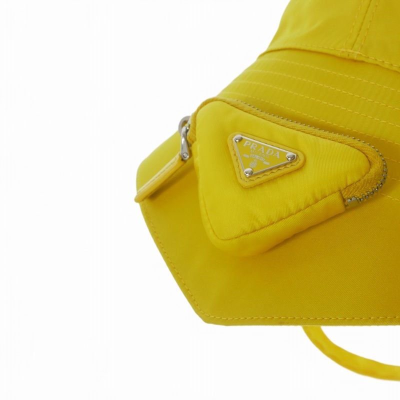 Prada Re-Nylon Triangle Logo Bucket Hat L Yellow — view 4