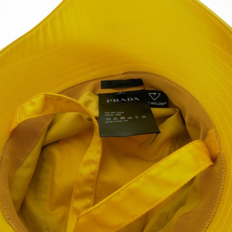 Prada Re-Nylon Triangle Logo Bucket Hat L Yellow — view 7