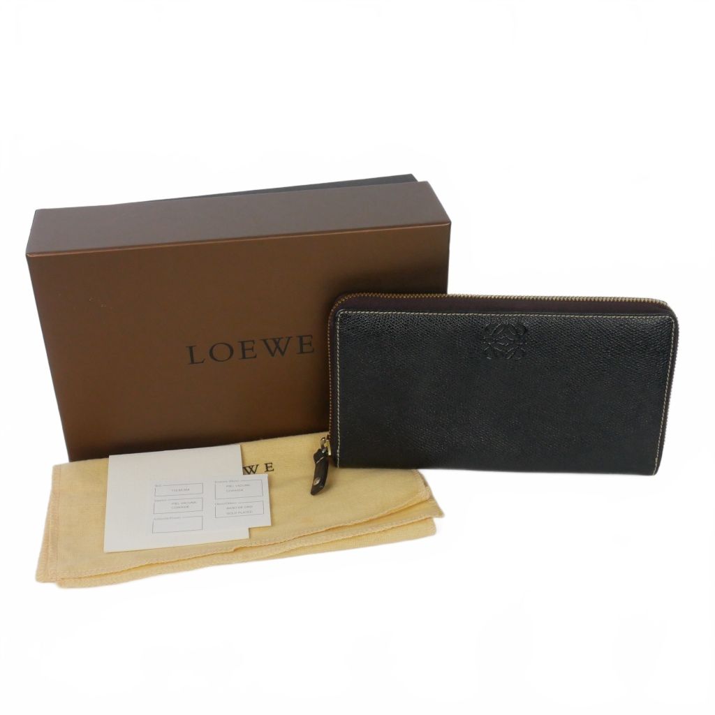 Loewe Anagram Leather Zip Around Wallet Black — view 9