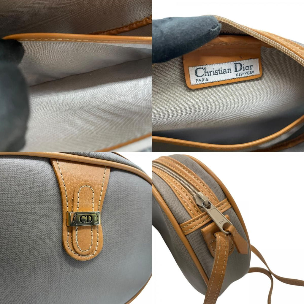Dior Shoulder Bag Crossbody Available Honeycomb Pattern Leather Gray Brown Gold — view 9
