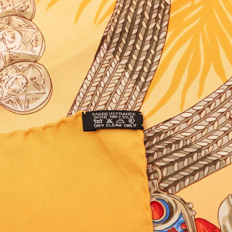 Hermes Carre 90 Terres Precieuses Precious Place Scarf Orange Multicolor Silk — view 7