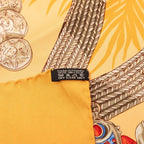 Hermes Carre 90 Terres Precieuses Precious Place Scarf Orange Multicolor Silk — view 7