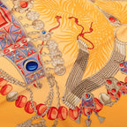 Hermes Carre 90 Terres Precieuses Precious Place Scarf Orange Multicolor Silk — view 4