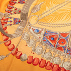 Hermes Carre 90 Terres Precieuses Precious Place Scarf Orange Multicolor Silk — view 5
