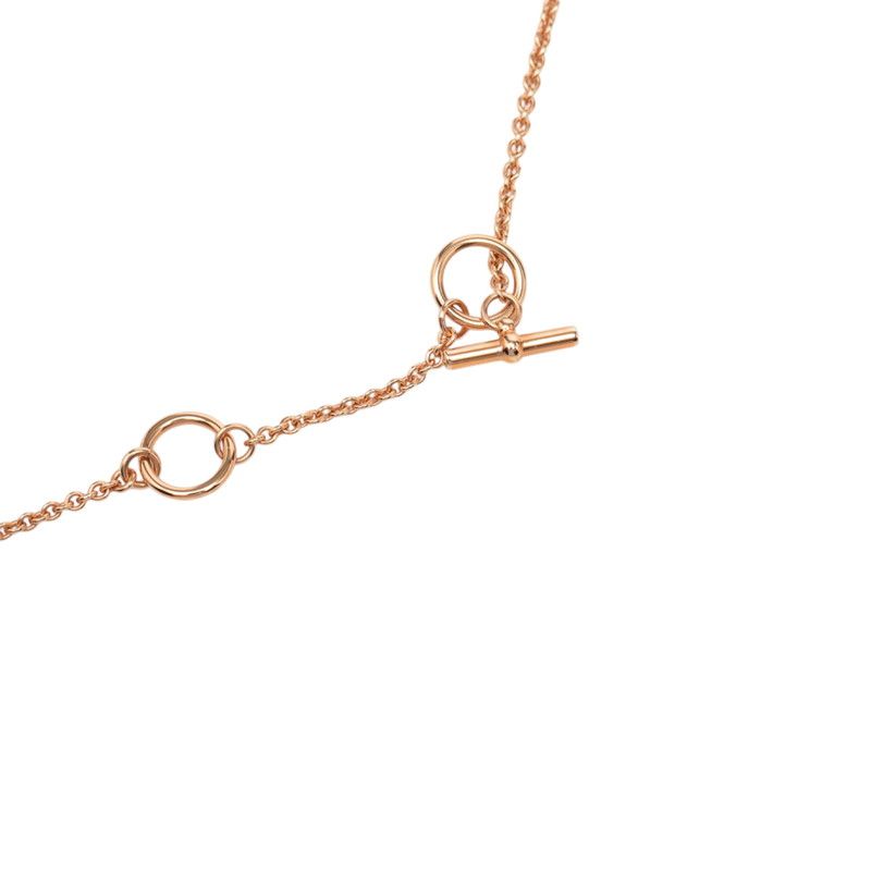Hermes Mini Maillon PM Necklace Pink Gold Beige Plated Enamel — view 3