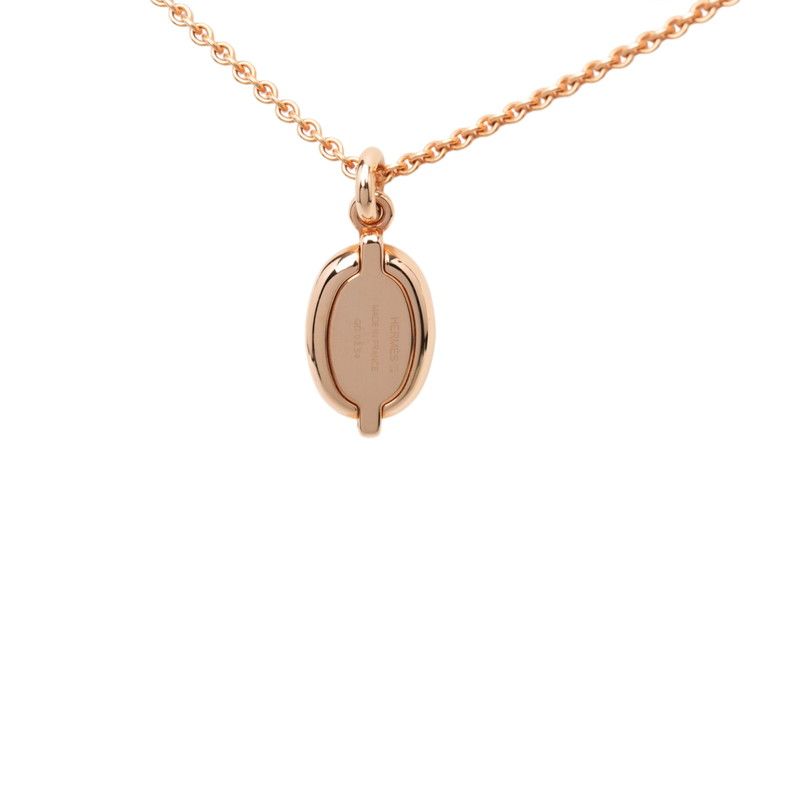 Hermes Mini Maillon PM Necklace Pink Gold Beige Plated Enamel — view 2