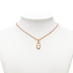 Hermes Mini Maillon PM Necklace Pink Gold Beige Plated Enamel — view 4