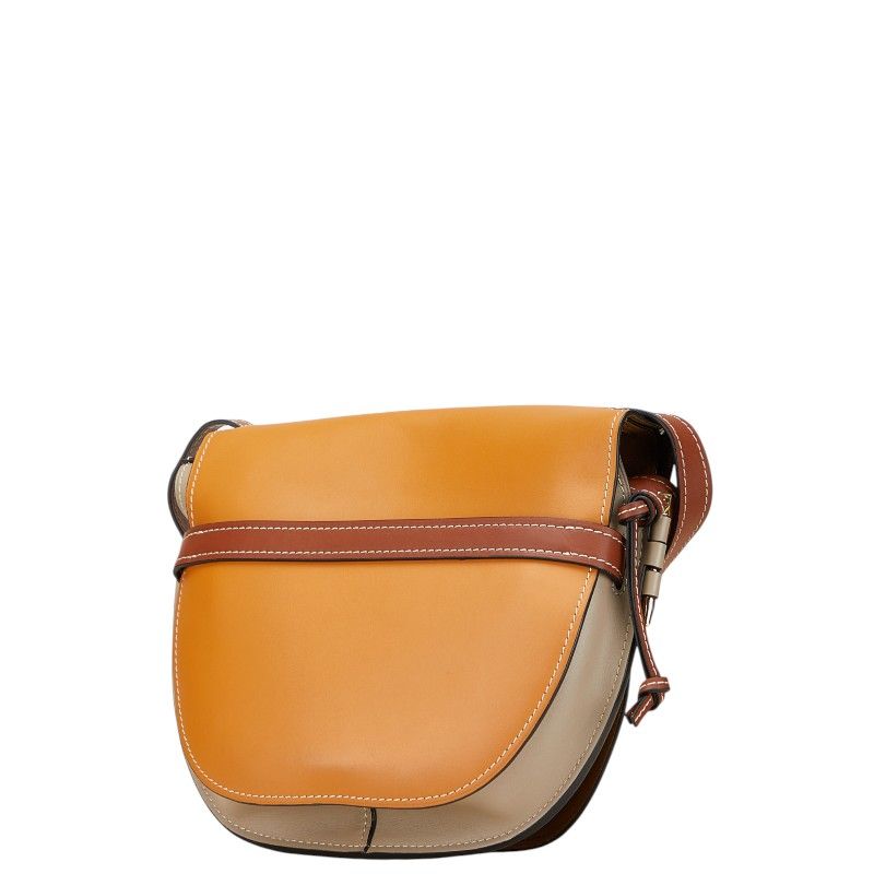 Loewe Anagram Gate Crossbody Shoulder Bag Brown Grey Leather — view 2