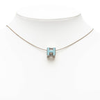 Hermes Cage de Ash Cube Necklace Silver Light Blue Metal — view 6