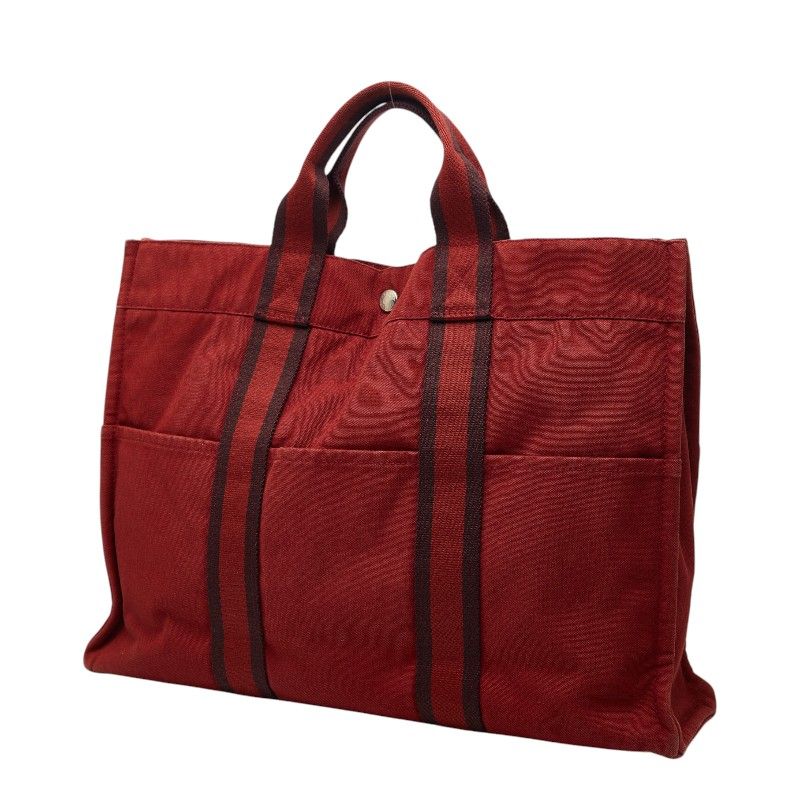 Hermes Fourre Tout MM Tote Red Canvas — view 2