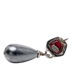 Chanel CC Logo Teardrop Water Drop Earrings Black Rhinestone Metal Faux Pearl — view 3