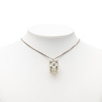Chanel CC Logo Square Cube Pendant Necklace Clear Black Silver Metal Plastic — view 6