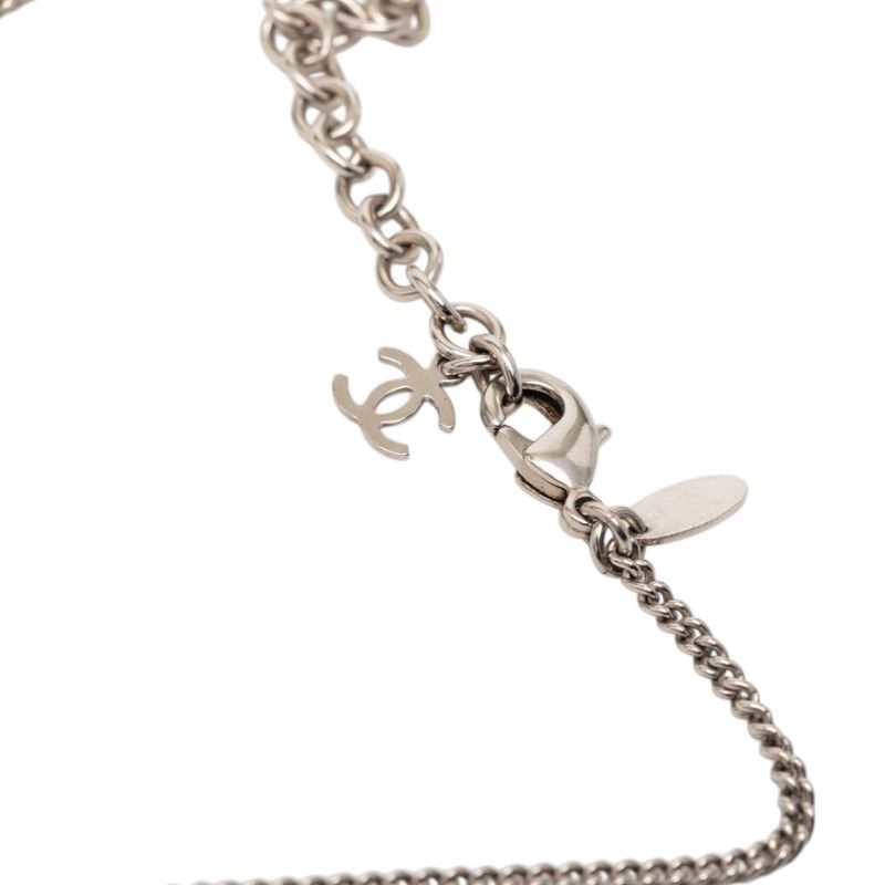 Chanel CC Logo Square Cube Pendant Necklace Clear Black Silver Metal Plastic — view 5
