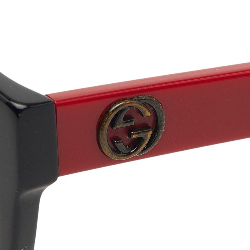 Gucci Interlocking Sunglasses Red Black Bicolor Acetate Eyewear — view 4