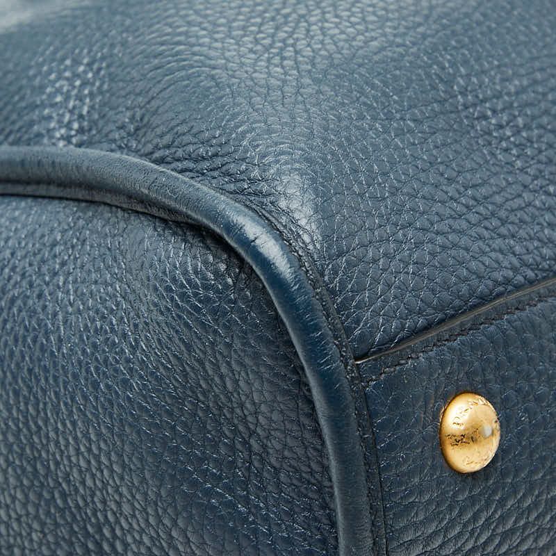 Prada 2-Way Shoulder Bag Navy Vitello Daino Leather — view 7