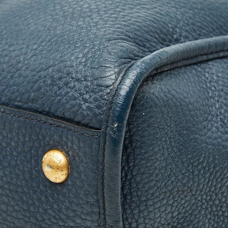 Prada 2-Way Shoulder Bag Navy Vitello Daino Leather — view 4