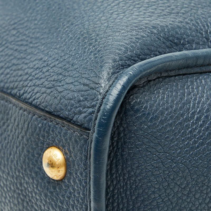 Prada 2-Way Shoulder Bag Navy Vitello Daino Leather — view 6
