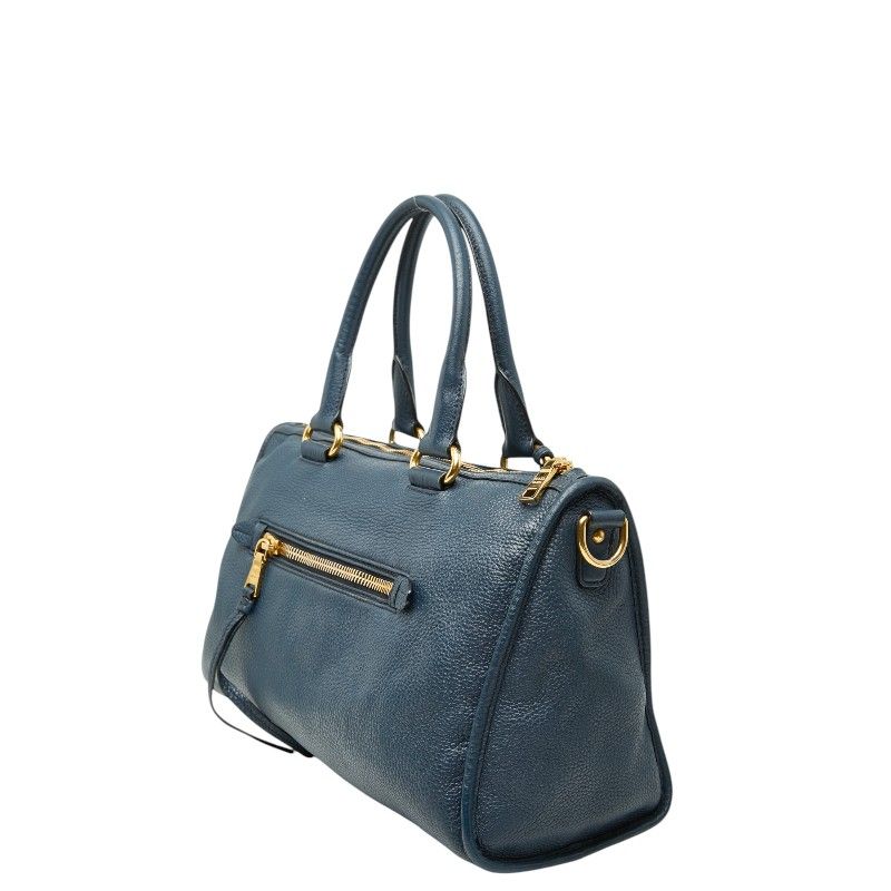 Prada 2-Way Shoulder Bag Navy Vitello Daino Leather — view 2
