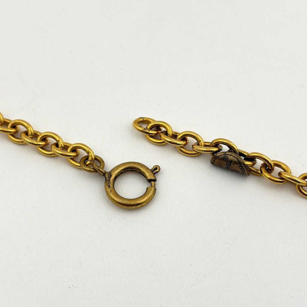 Chanel CC Logo Rhinestone Necklace Long Gold Plated — view 6