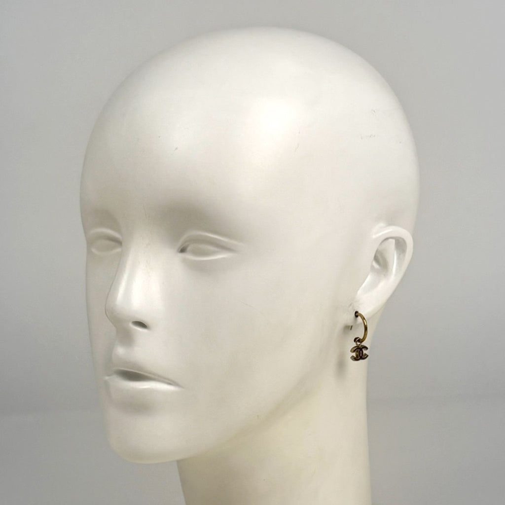 Chanel CC Logo Earrings Swing Gold Plated Purple — view 7