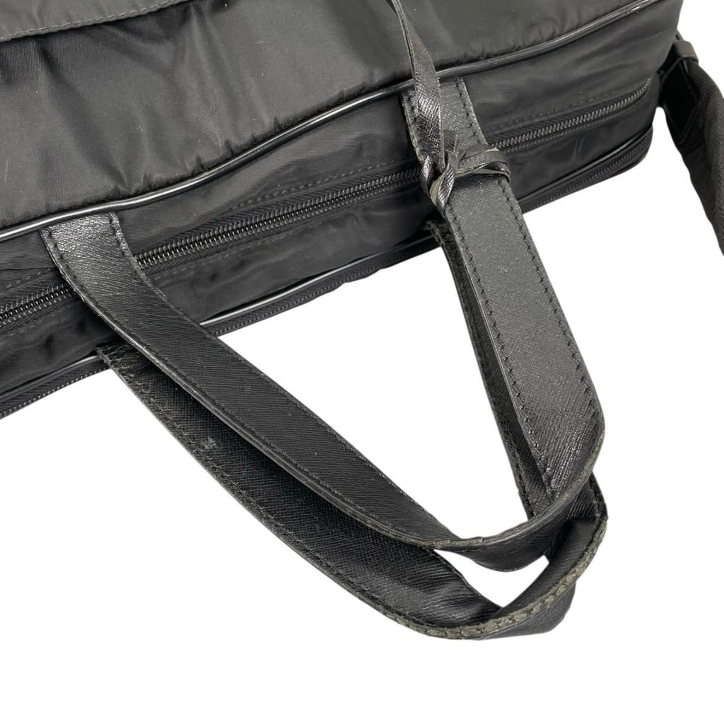Prada Briefcase Business Triangle Logo Shoulder Bag Black — view 6