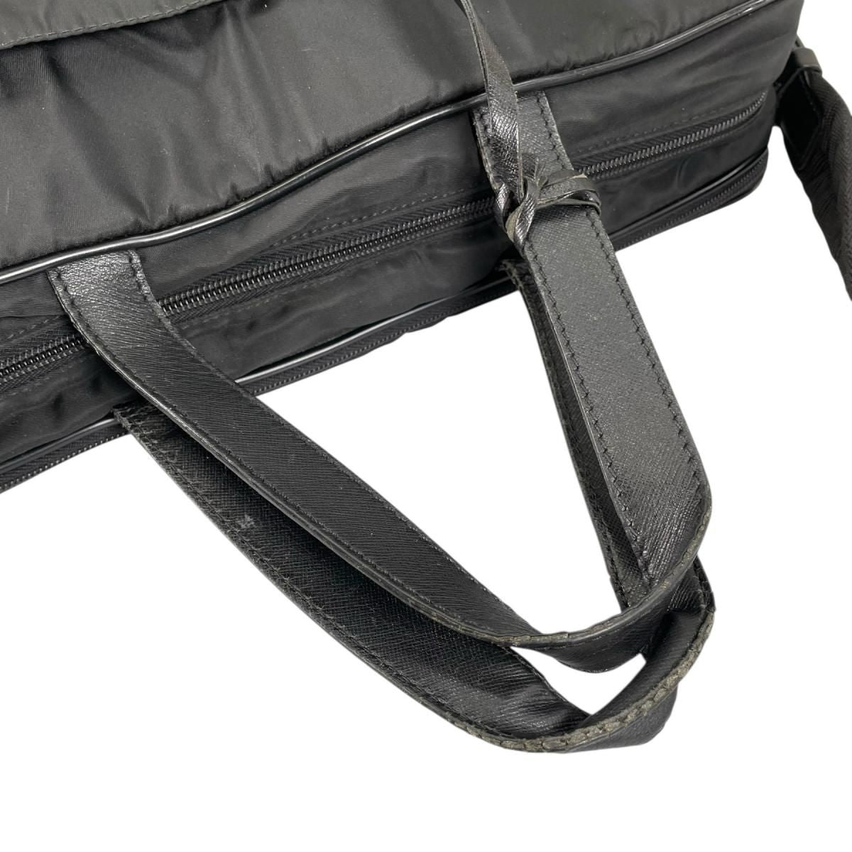 Prada Briefcase Business Triangle Logo Shoulder Bag Black — view 6