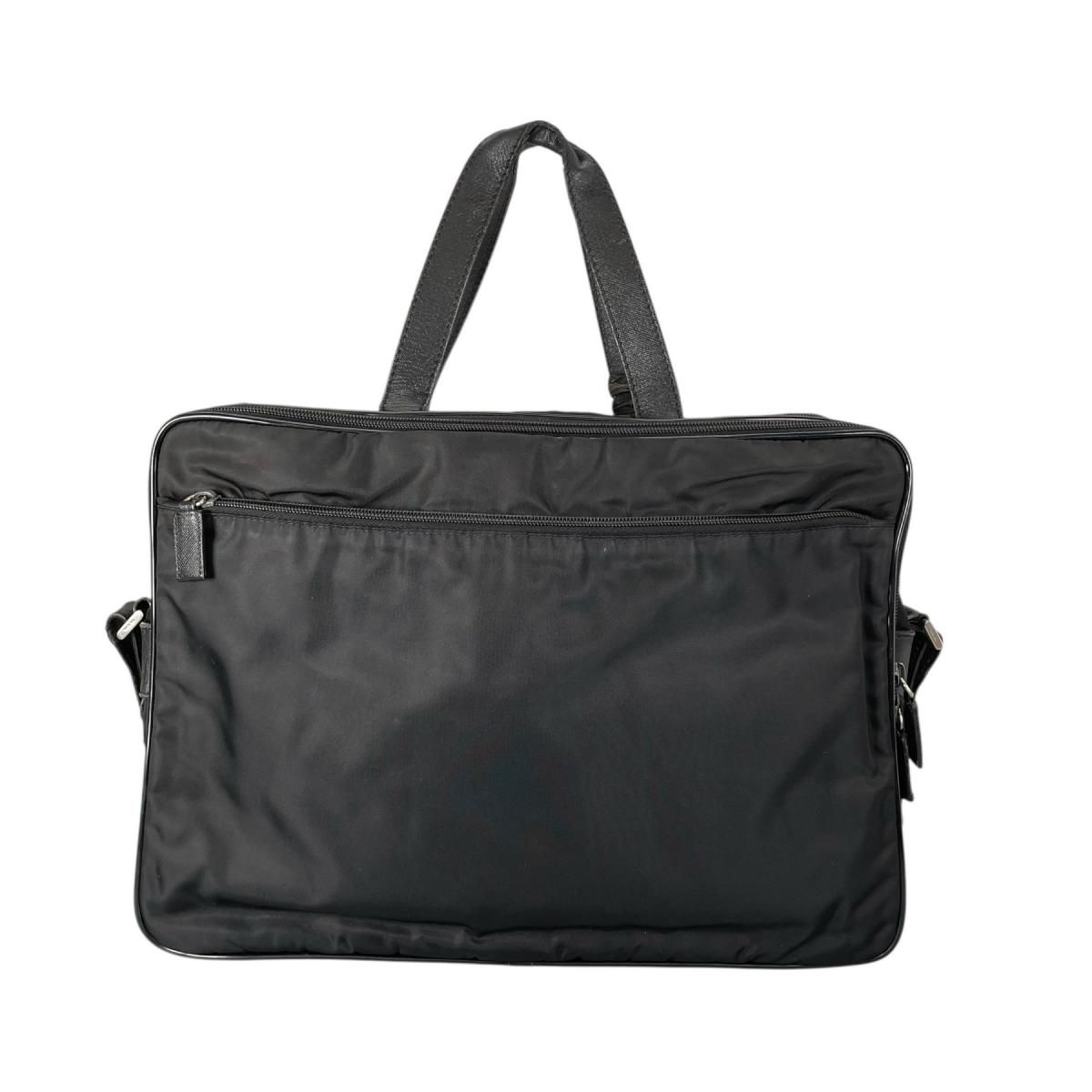 Prada Briefcase Business Triangle Logo Shoulder Bag Black — view 3