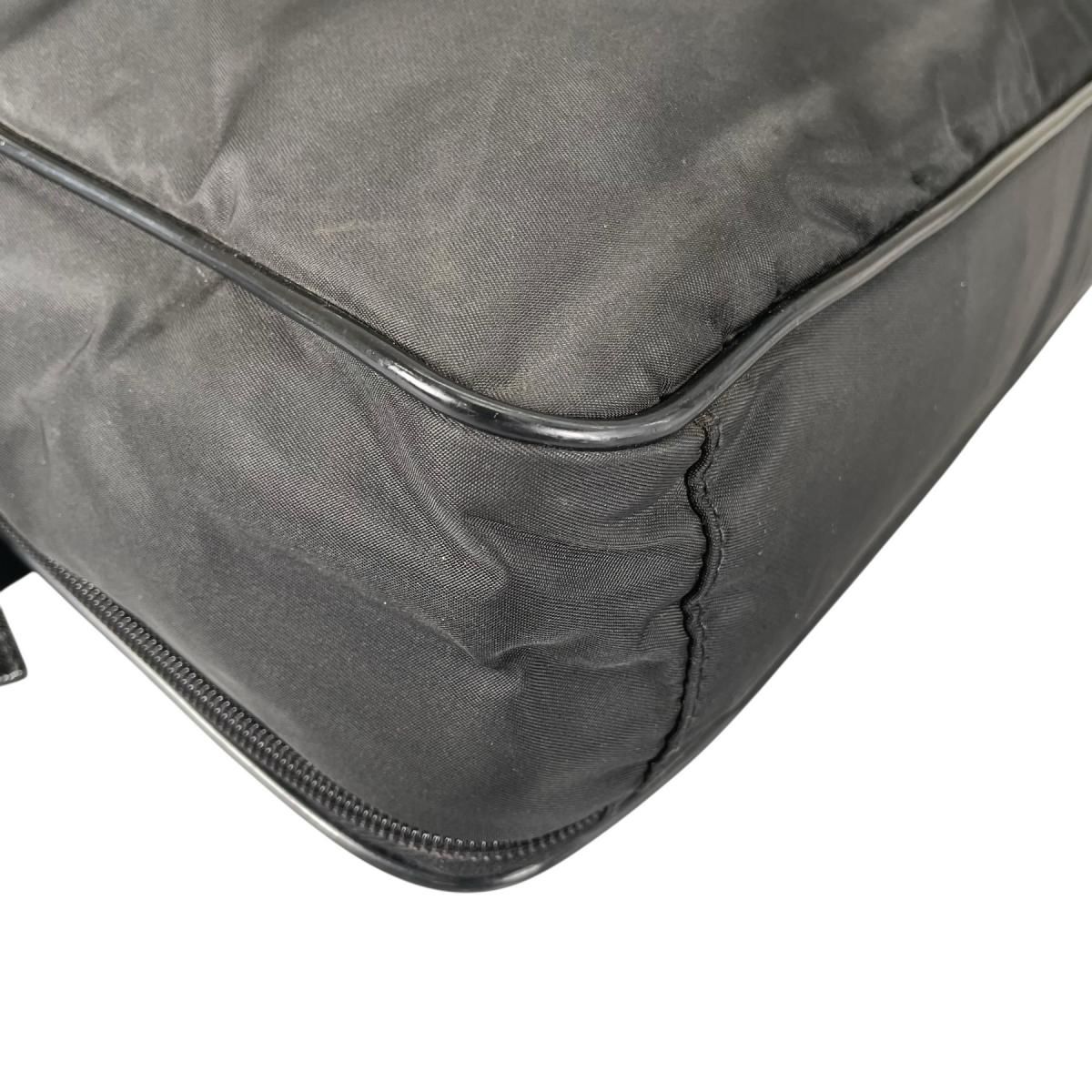 Prada Briefcase Business Triangle Logo Shoulder Bag Black — view 8
