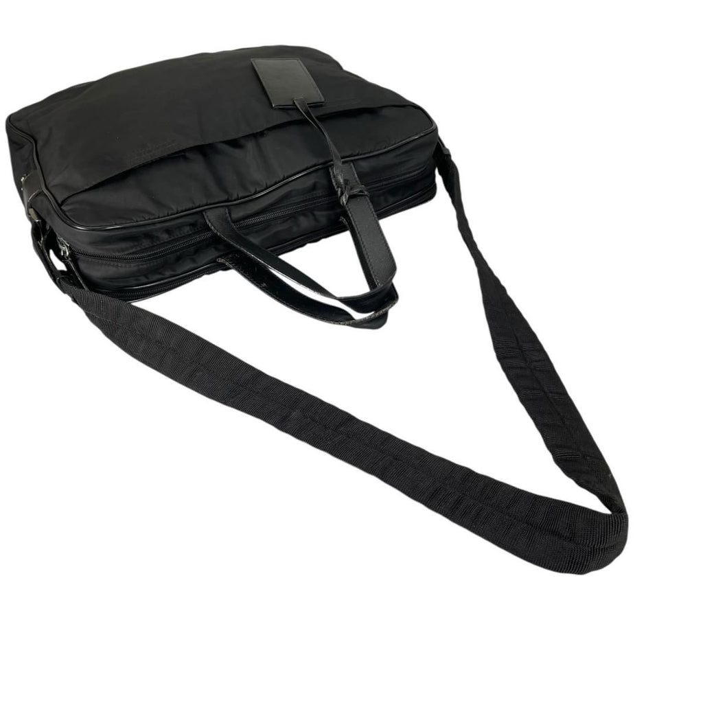 Prada Briefcase Business Triangle Logo Shoulder Bag Black — view 5