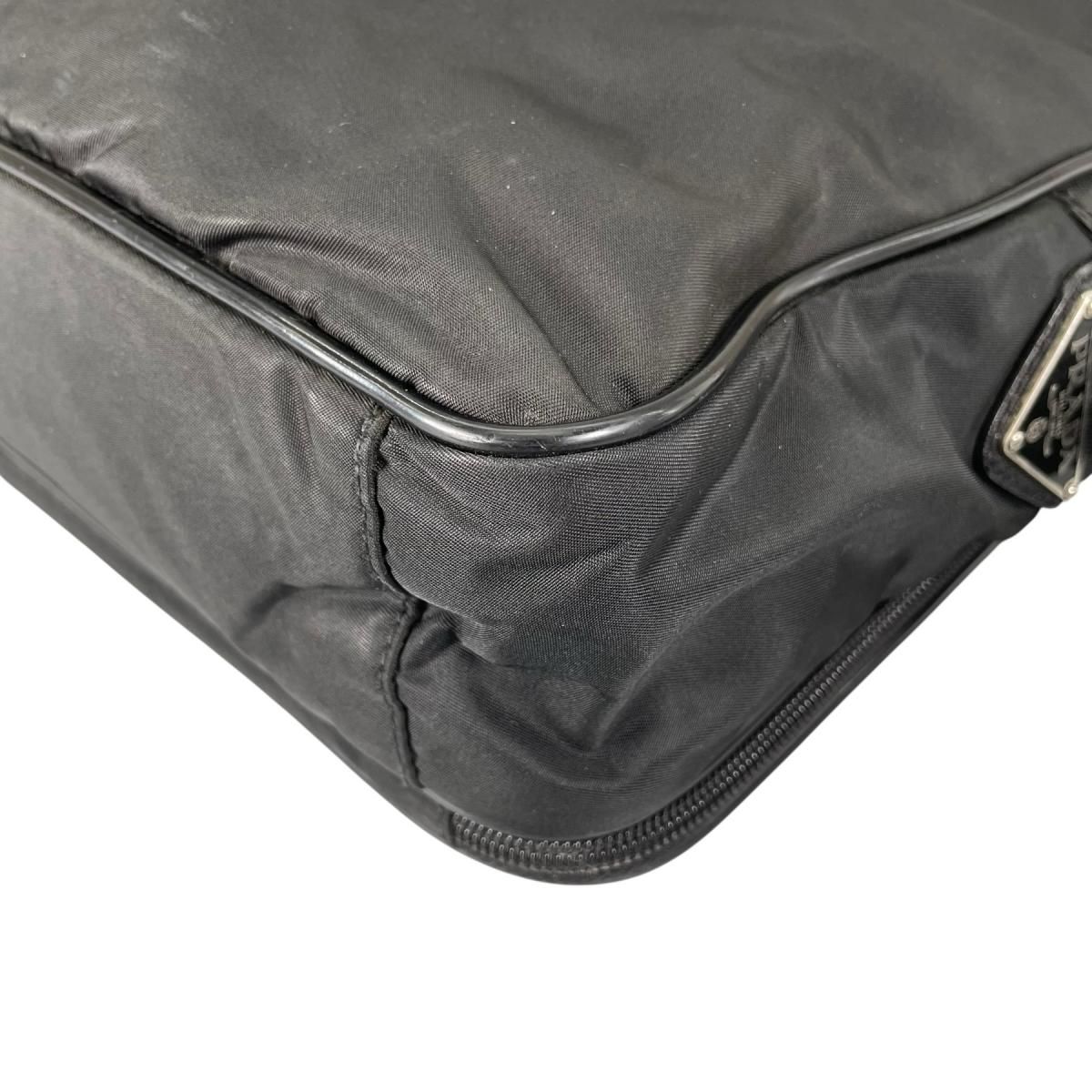 Prada Briefcase Business Triangle Logo Shoulder Bag Black — view 7