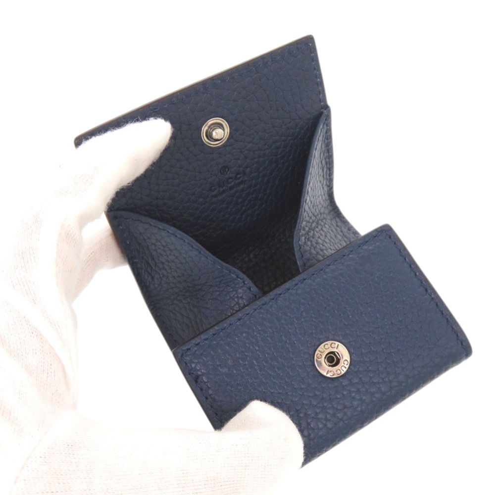 Gucci Logo Leather Blue Coin Case — view 4