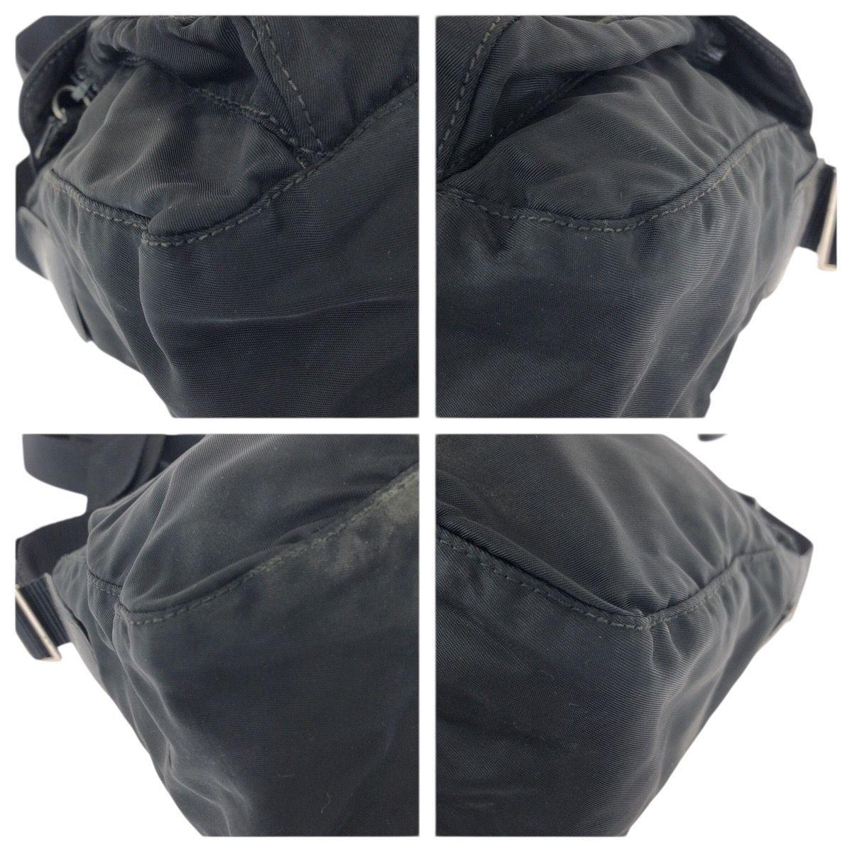 Prada Tessuto Black Silver Nylon Leather Shoulder Bag — view 3