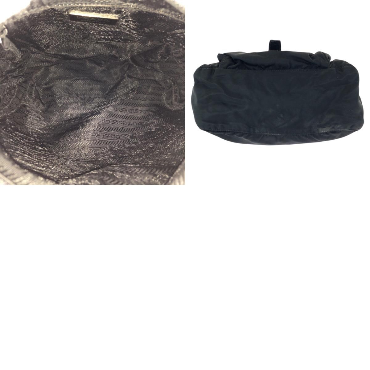 Prada Tessuto Black Silver Nylon Leather Shoulder Bag — view 9