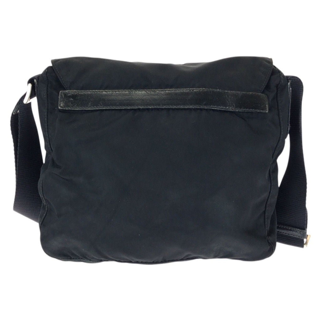 Prada Tessuto Black Silver Nylon Leather Shoulder Bag — view 2