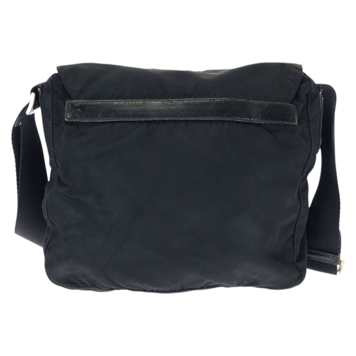 Prada Tessuto Black Silver Nylon Leather Shoulder Bag — view 2