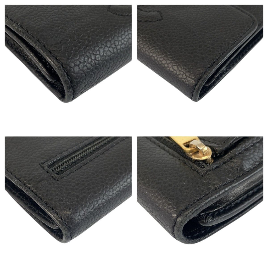 Chanel CC Logo Black Leather Compact Wallet — view 8